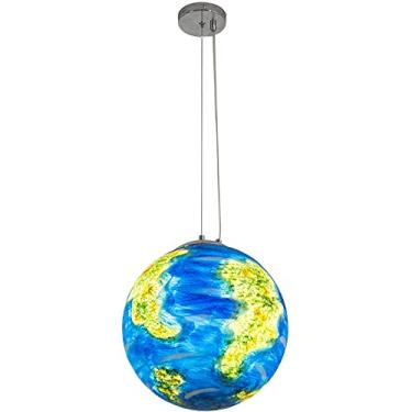 Imagem de Luminária pendente globo criativa Pt Lustre de teto 1 luminária para sala de estar Sala de jantar Bar Decoração de hotel Quarto infantil Lâmpada de lua Ajustável E27 Fixação de iluminação