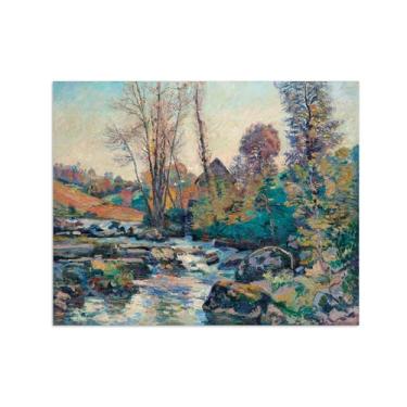 Imagem de Armand Guillaumin Famoso Arte de Parede Pôster-Impressões em Tela para sala de estar-Reprodução pinturas(Moinho em Creuse) 60x80cm Sem Moldura