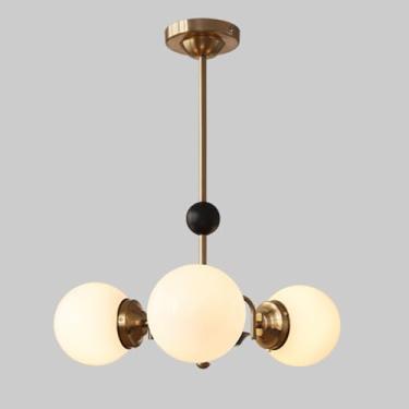 Imagem de Luminária pendente de 3 luzes, abajur de vidro globo, mesa de jantar, lustre com cúpula de vidro branco, E27, luzes suspensas para quarto e cozinha