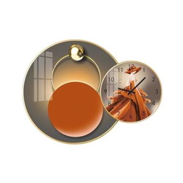 Imagem de Relógio de parede de cerâmica pintura de parede conjunto de relógios de parede arte de parede relógios pendurados luxo high-end moderno decorativo para sala de estar quarto hotéis restaurantes