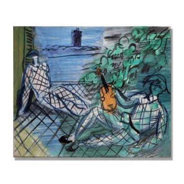Imagem de NHLDZYH Folhas impressionistas, (arlequim verde e branco) de Raoul Dufy, reprodução de quadros, quadros de pinturas famosas, imagem murais quartos. 80 x 96 cm apenas tela.