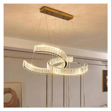 Imagem de Lustre de cristal de luxo LED para sala de estar, restaurante, bar, quarto, luminária suspensa interna moderna, iluminação