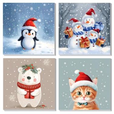 Imagem de DOMROM Kit de pintura por números emoldurados de Natal para adultos, kit de pintura por números para iniciantes com cavalete de madeira, kits de pintura a óleo DIY para decoração de parede de casa