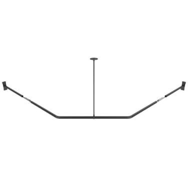 Imagem de Naiture varão de cortina de chuveiro neo-angular de aço inoxidável com suporte de teto, 91 x 66 x 91 cm, acabamento preto
