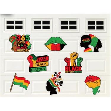 Imagem de Whaline Mês da História Negra Ímãs de Porta de Garagem Liberdade Afro-Americana Adesivos Magnéticos de Geladeira para Festa Juneteenth Decoração de Casa Quarto de Carro, 8 Peças