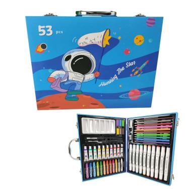 Imagem de Maleta de Pintura Infantil Estojo 53 Peças Criança Canetinha Lapis de Cor
