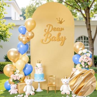 Imagem de Capa de fundo de arco de metal dourado, 2,2 m, com glitter, lantejoulas, elástico, arco, brilhante, festa de casamento, elastano, para chá de bebê, festa de aniversário, sessão de fotos, chá de panela