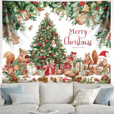 Imagem de Tapeçaria de Feliz Natal, decoração de parede, decoração de Natal, tapeçaria para quarto, sala de estar, decoração de festa, banners, fundo de placa de quintal (árvore de Natal-1, 59L" x 51W", sem