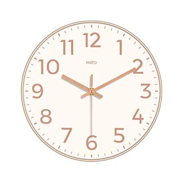 Imagem de WYUYIWH Relógio de parede simples e atmosférico relógio moderno casa sala de estar estudo luz luxo relógio de parede silencioso relógio decoração relógio (cor: D, tamanho: 25,4 cm)