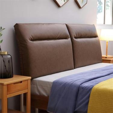 Imagem de LGEOELIAS Almofada de cabeceira de couro, almofada de parede, encosto de cama, almofada de leitura, suporte grande, almofada de cunha para sofá-cama, beliche com capa removível