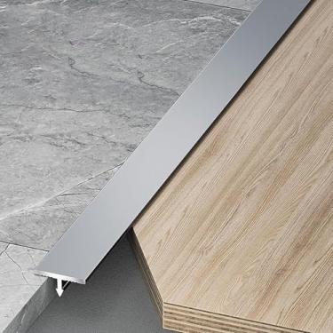 Imagem de Perfil De Transição De Alumínio Anodizado, Trilho De Compensação Plano Para Azulejos & Laminados - 3 Peças, Tiras De Extremidade De 100cm Para Acabamento De Piso E Tra, Herr Grau, Breite: 12mm