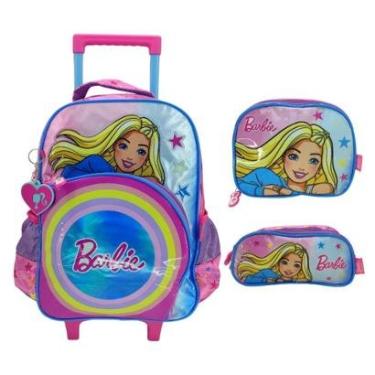 Imagem de Kit Mochila De Rodinha Barbie + Lanch + Estojo Triplo 42642-Feminino