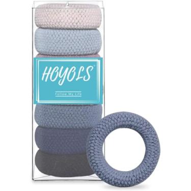 Imagem de HOYOLS Laços de cabelo grandes e grossos, elástico de algodão grande, suporte para rabo de cavalo sem costura, faixas de cabelo sem costura, acessórios para mulheres e homens, laços de cabelo sem vincos (conjunto de 7 peças) cores mistas