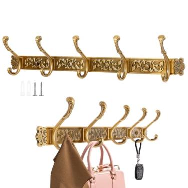 Imagem de HJJWNDDNG Cabideiro de parede de liga de alumínio decorativo de liga de alumínio com 5 ganchos, suporte de chapéu, ganchos de parede para banheiro, entrada, quarto, casaco, bolsa, toalha