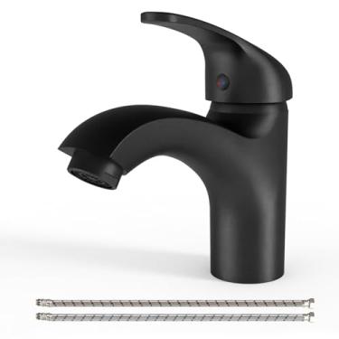 Imagem de Greenspring Bathroom Faucet Matte Black Single Handle with Edged Spout One Hole Deck Mount Lavatory Sink Vanity Basin Commercial