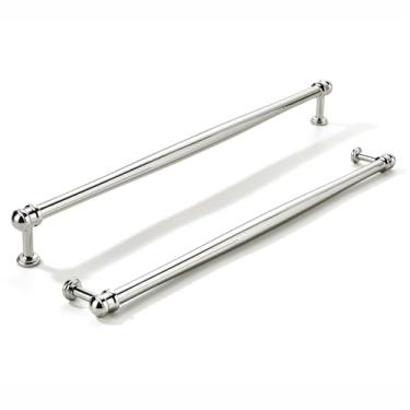 Imagem de khtumeware Pacote com 2 puxadores de armário de níquel polido central de 12 polegadas (305 mm), alça sólida para armário de cozinha resistente, ferragens de armário para penteadeira, puxador de