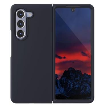 Imagem de E Segoi Capa para Samsung Galaxy Z Fold 5, borracha de gel de silicone líquido, à prova de choque, forro de tecido de microfibra macia, almofada compatível com Galaxy Z Fold 5 5G (meia-noite)