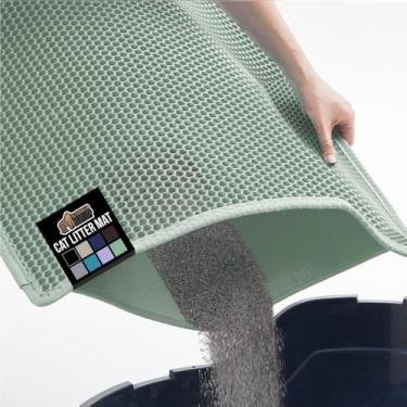 Imagem de Gorilla Grip Tapete de areia para gatos em favo de mel, tapetes de lixo com duas camadas, macio nas patas, suprimentos e itens essenciais para caixa interna, armadilha de alimentação, resistente à