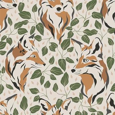 Imagem de REDAMANCY Boho Amarelo Creme Raposa Verde Folha de Videira Abstrato Papel de Parede Adesivo Papel de Parede Vintage Fácil de Descolar para Mesa de Cabeceira Gaveta Gabinete Locatário