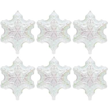 Imagem de Cute Dazzling Snowflake Balloon Iridescent Winter Frozen Ice Snow Party Supplies, 6 Pack 4D Glistening Snowflake Shaped Balloon For Birthday Baby Shower New Year Christmas Xmas Eve Wonderland Carnival