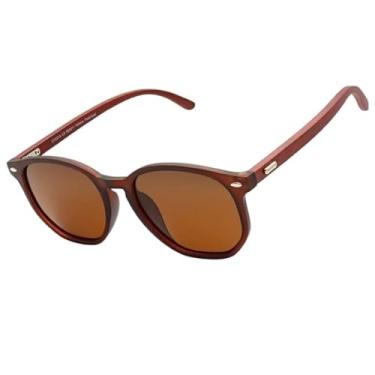 Imagem de Oculos de Sol Hexagonal Premium Bambu Classico Retro UV400 Masculino Feminino Unisex - Modelo Tulum Polarizado - Cacife Brand (Marrom)