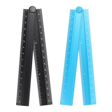 Imagem de Generic 2 réguas retas dobráveis de 30 cm, transferidor métrico de liga de alumínio, régua angular dobrável, ferramenta de medida geométrica com linha angular para escritório de arquiteto, preto/azul