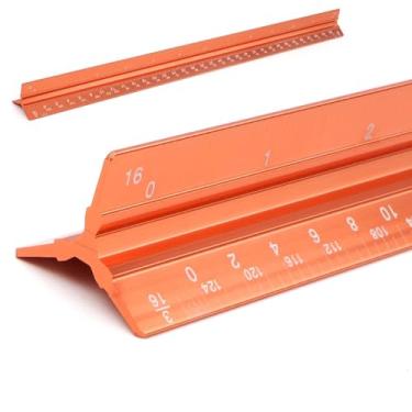 Imagem de Régua de escala arquitetônica de 30 cm, ferramentas de medição de arquitetura de metal de liga de alumínio imperial, réguas de escala de arquiteto triangular, amarelo