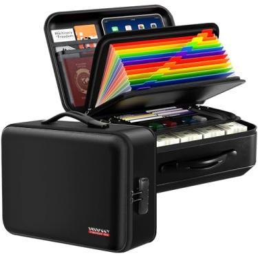 Imagem de Caixa de documentos à prova de fogo com trava °C °C à prova de fogo para documentos domésticos, cofre rígido à prova de fogo e à prova d'água para arquivos importantes (preto)