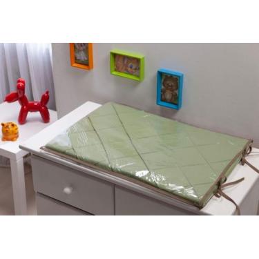 Imagem de Trocador para comoda de Bebê Verde Cana Nervurado Bordado Luxo com Cas