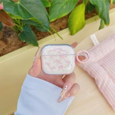 Imagem de Compatível com AirPods 3, capa macia com estampa de laço fofo, design moderno, laço, estética, à prova de choque, capa de fone de ouvido para AirPods 3 - transparente