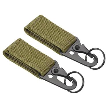 Imagem de Porta-chaves de cinto, 2 peças de correia de nylon para pendurar engrenagem fivela chaveiro gancho com encaixe para acampamento ao ar livre, cáqui