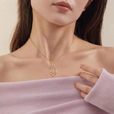 Imagem de 1 acessório de moda feminina, colar de cobre de linha geométrica com detalhes de diamante, corrente ajustável de ajuste confortável para uso diário