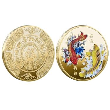 Imagem de Tewkom Bilhetes De Loteria Para Raspar Moeda Da Sorte Peixe Koi Chinês Mascote De Carpa Colorida Moeda De Desafio
