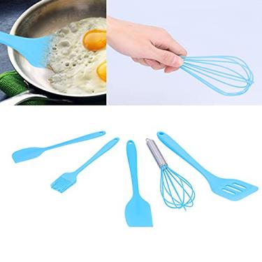 Imagem de Conjunto de utensílios de cozinha de silicone, 5 peças de espátula de grau alimentício e pincel para panelas antiaderentes, aplicador de óleo de pastelaria com gancho para pendurar, para decoração de