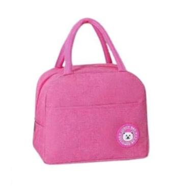 Imagem de Bolsa Térmica Lancheira Portátil, Alça Dupla, Design Moderno (rosa)