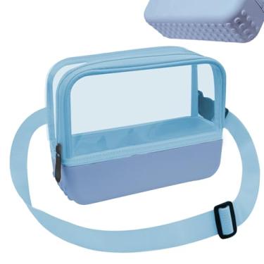 Imagem de Bolsa transparente para eventos de estádio – pochete transversal com zíper impermeável e alça de ombro ajustável para shows, dias de jogos esportivos, viagens, Lago azul, Bolsa transparente para
