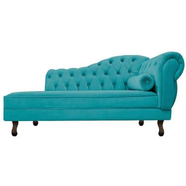 Imagem de Diva Recamier Diana 160cm Lado Esquerdo Suede Azul Turquesa