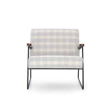 Imagem de Poltrona Decorativa para Sala Herval Jade, Linho Xadrez