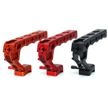 Imagem de SZJELEN Alça superior universal de liberação rápida com trilho NATO para gaiola de câmera DSLR, com 3 adaptadores de sapata fria para montar a câmera DSLR com microfone/luz LED/monitor (preto com