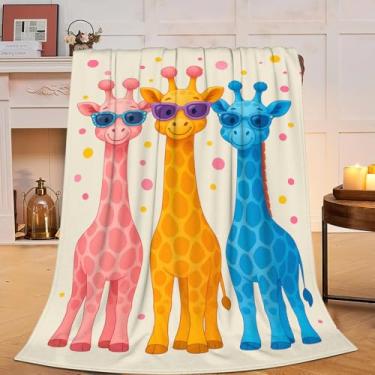 Imagem de Cobertor de girafa, cobertor fofo de girafa, macio, aconchegante, de lã, felpudo, quente, roupa de cama, berçário, cobertores de bebê, presentes para meninos, meninas, crianças, adultos, homens
