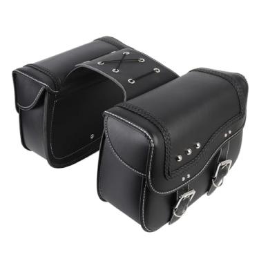 Imagem de Yinhing Motocicleta PU Sacos Laterais de Couro 30L Saddlebags Ajuste Universal para Motocicletas Com Malha de Corda Ajustável Bolso Interno