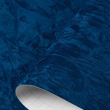 Imagem de Decotalk Papel de parede autoadesivo de veludo azul veludo, papel de parede de veludo azul para caixa de joias, forro de gaveta, 40 x 300 cm, papel de parede de feltro azul, papel de parede de tecido