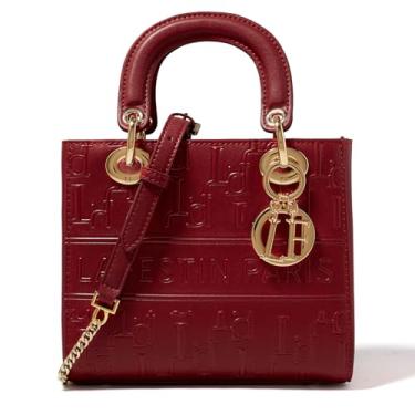 Imagem de Bolsa feminina de couro legítimo LA FESTIN, bolsa feminina com alça superior, pequena bolsa transversal moderna, Vermelho