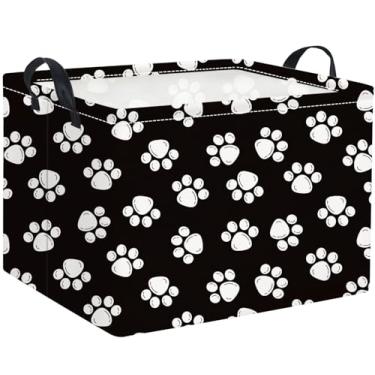 Imagem de HIYAGON Cesta retangular de armazenamento de berçário infantil para meninos decoração de quarto de futebol fofo organizador de brinquedos para quarto de quarto (patas de cachorro)