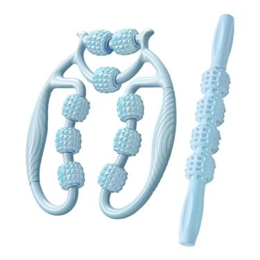 Imagem de Vaveren Rolo de massagem, braçadeira circular de perna portátil, equipamento de musculação, ferramenta de massagem de pernas, rolo muscular para panturrilhas, Azul