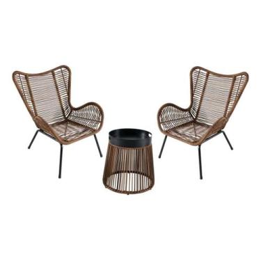 Imagem de Conjunto Jardim 3 Pecas Rattan E Almofada 2 Cadeiras 1 Mesa - Brazil H