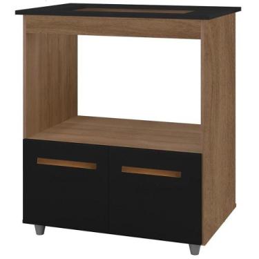 Imagem de Balcão Para Cooktop 5 Bocas 2 Portas 75 Cm Elisa Savana Preto Mobbs Sa