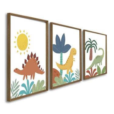 Imagem de Quadro Decorativo Infantil Animais da Selva 3 Telas 60x90cm para Quart