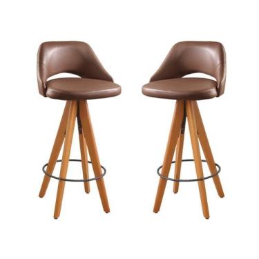 Imagem de Kit 2 Banquetas Giratórias Estofadas com Encosto Nicole - Zurc Decor