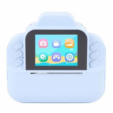 Imagem de Cryfokt Câmera Digital Infantil, Câmera de Impressão Instantânea Infantil Multifuncional para Atividades Ao Ar Livre (Azul)